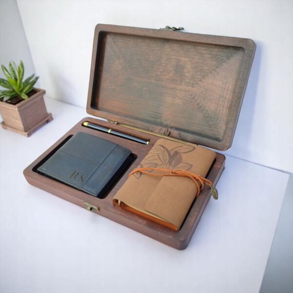 Regalo premium para hombre con cartera de piel personalizada